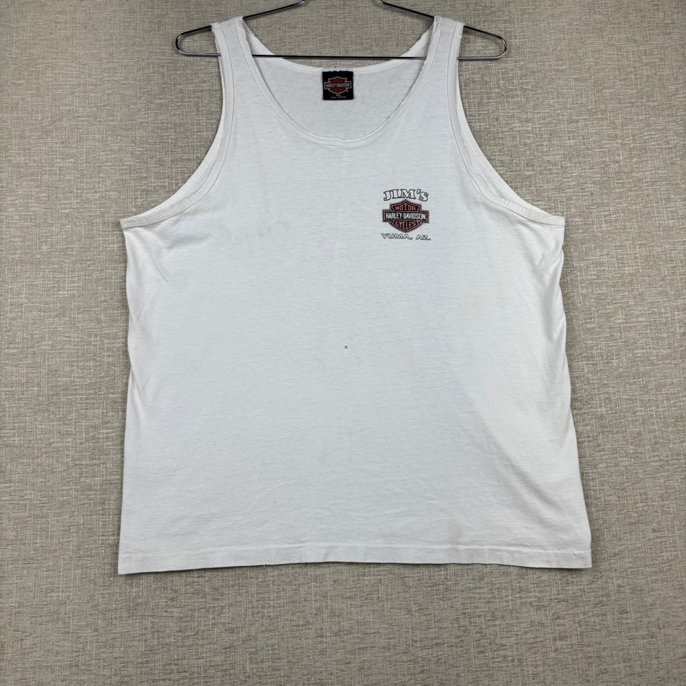 Vintage 1994 Harley Davidson Yuma Prison Run Tank Top Mens XL White Jim's AZ
